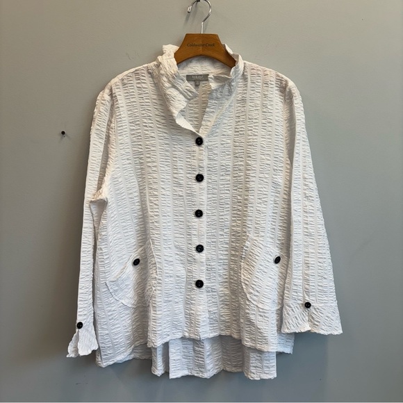 Habitat Clothes To Live In Large Jacket Lightweight textured button Front White - Picture 2 of 12